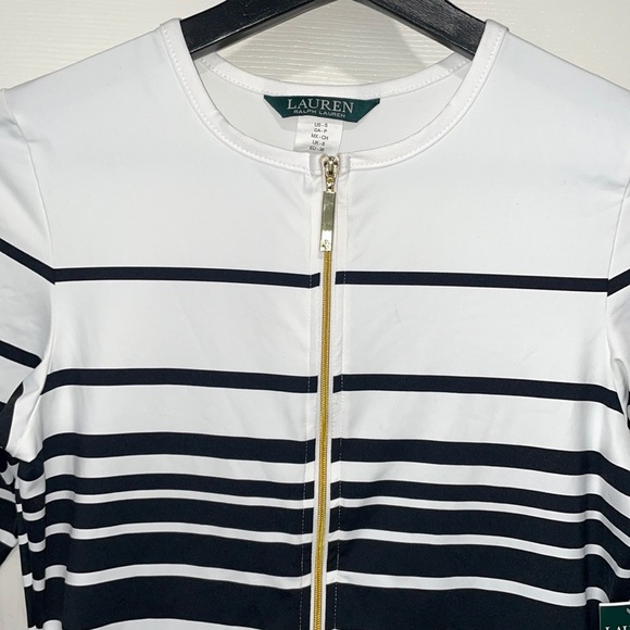 Lauren Ralph Lauren Gradient Stripe Long Sleeve Rashguard 2 Piece Swimsuit - Picture 10 of 16